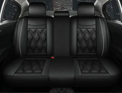 Pu Leather Waterproof Car Seat Covers With Lumber Support Pillows 5 Seater