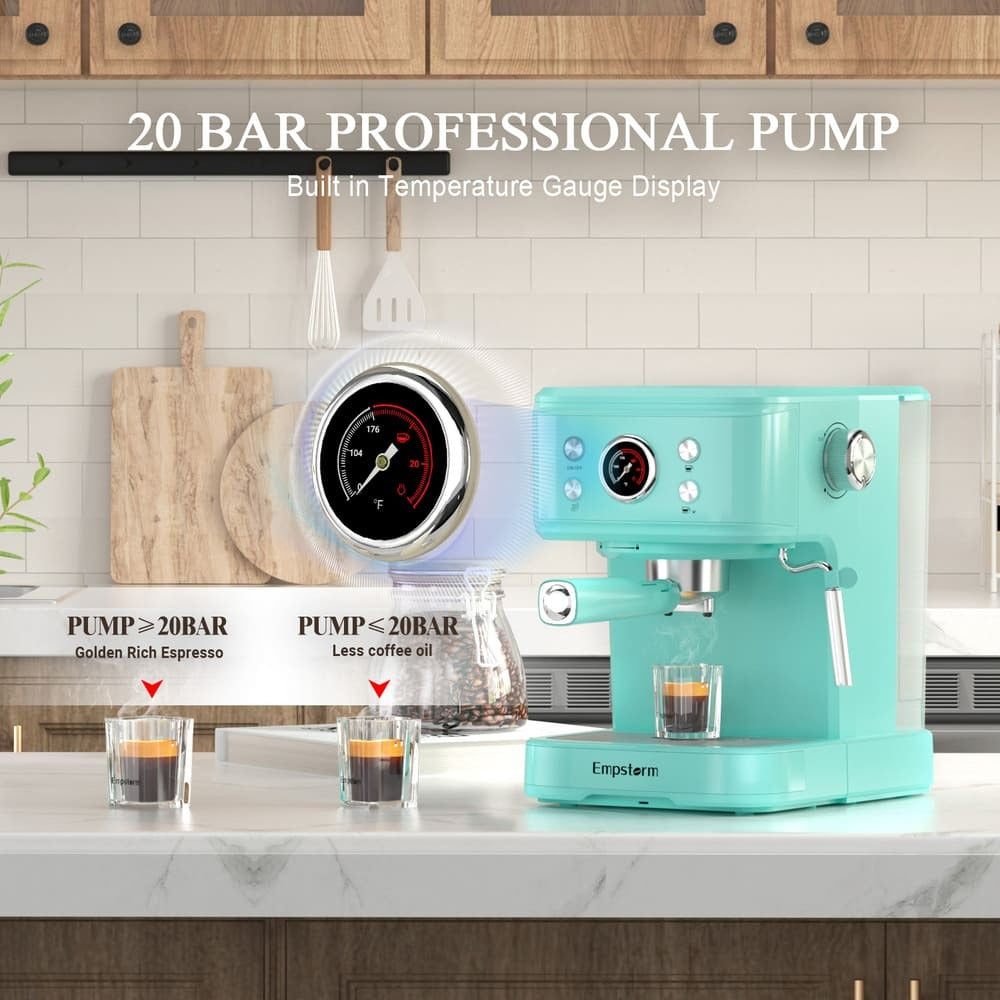 EmpstormĀ® Espresso Machine 20 Bar EM-04E | Semi-Automatic Coffee Maker with Milk Frother