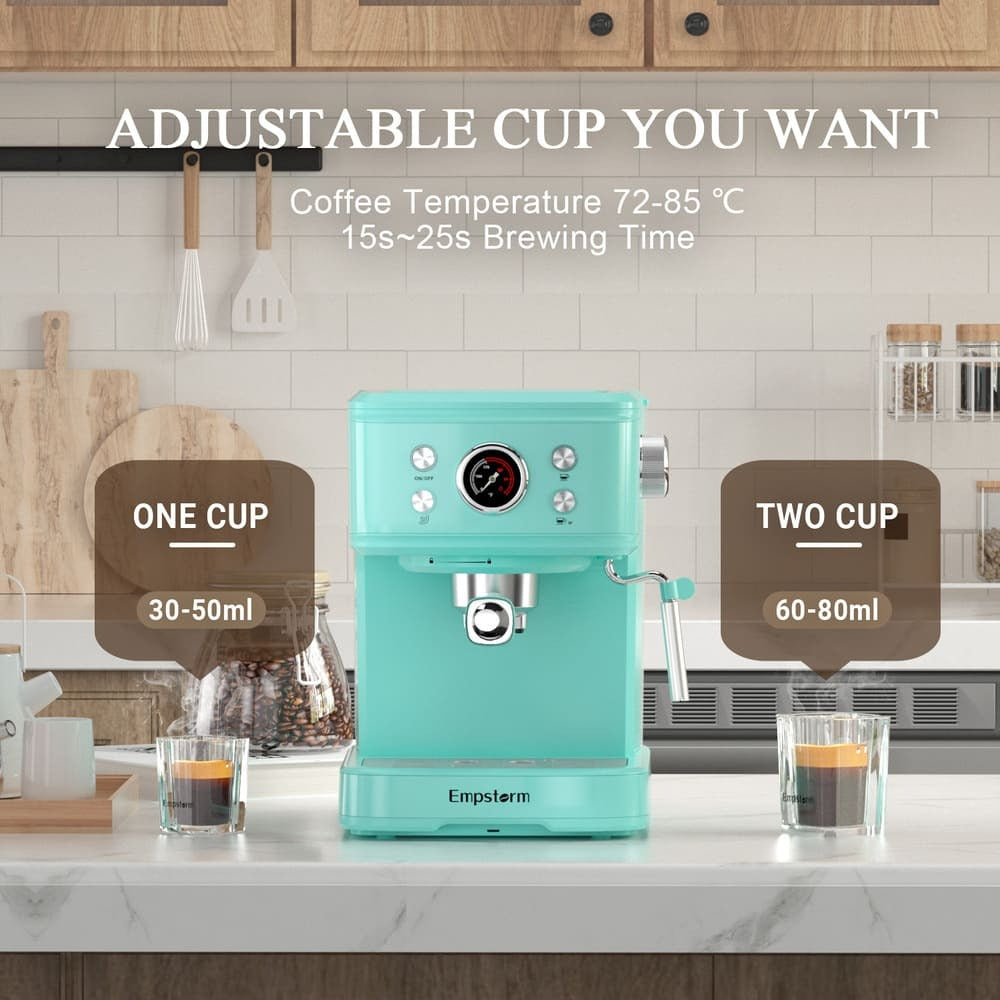 EmpstormĀ® Espresso Machine 20 Bar EM-04E | Semi-Automatic Coffee Maker with Milk Frother
