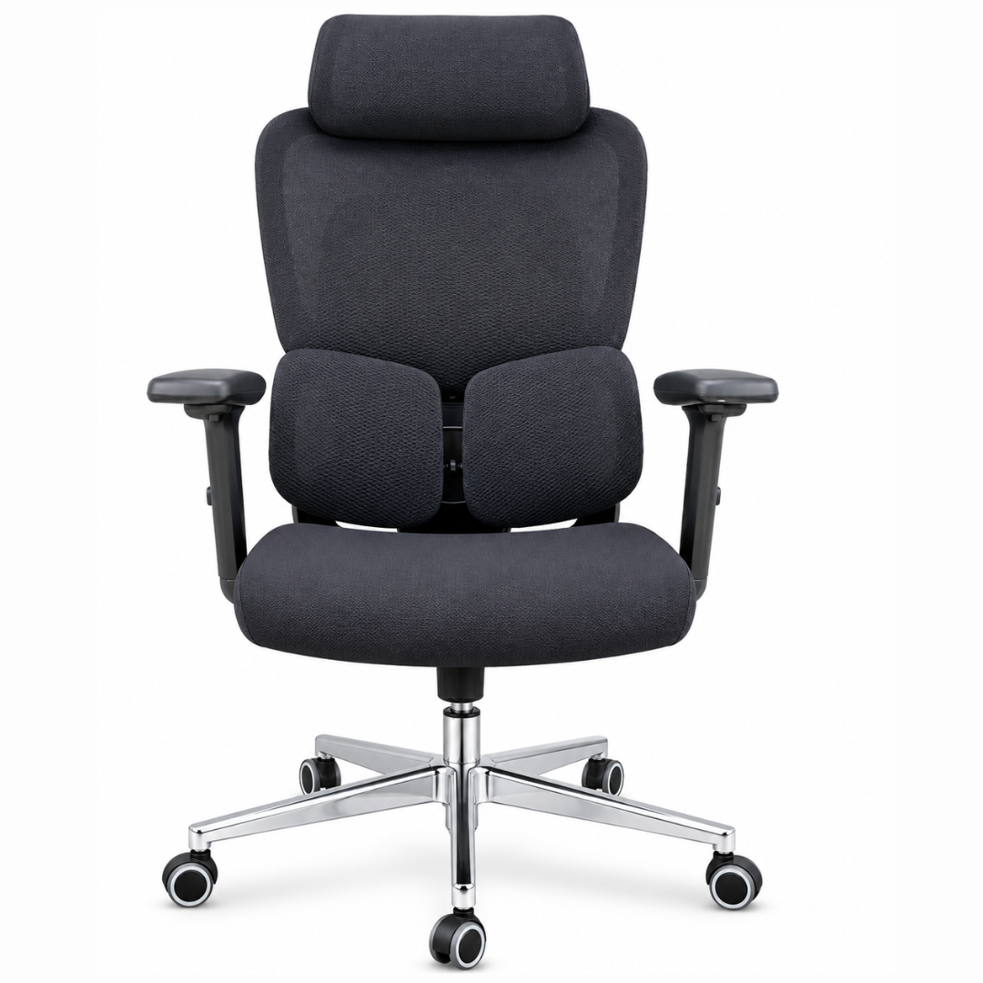 Executive Ergonomic Office Chair with Dual Lumbar Support & Headrest