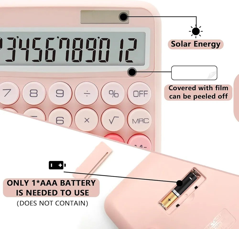12 Digit Solar Energy Calculator with – Stylish Work Desktop Calculator for Home, school, Office, desktop