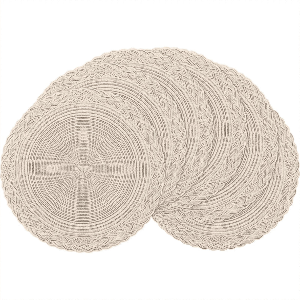 38cm Round Placemats Set of 6 Cotton Woven Heat Resistant Washable Table Mat for Kitchen Dining Room
