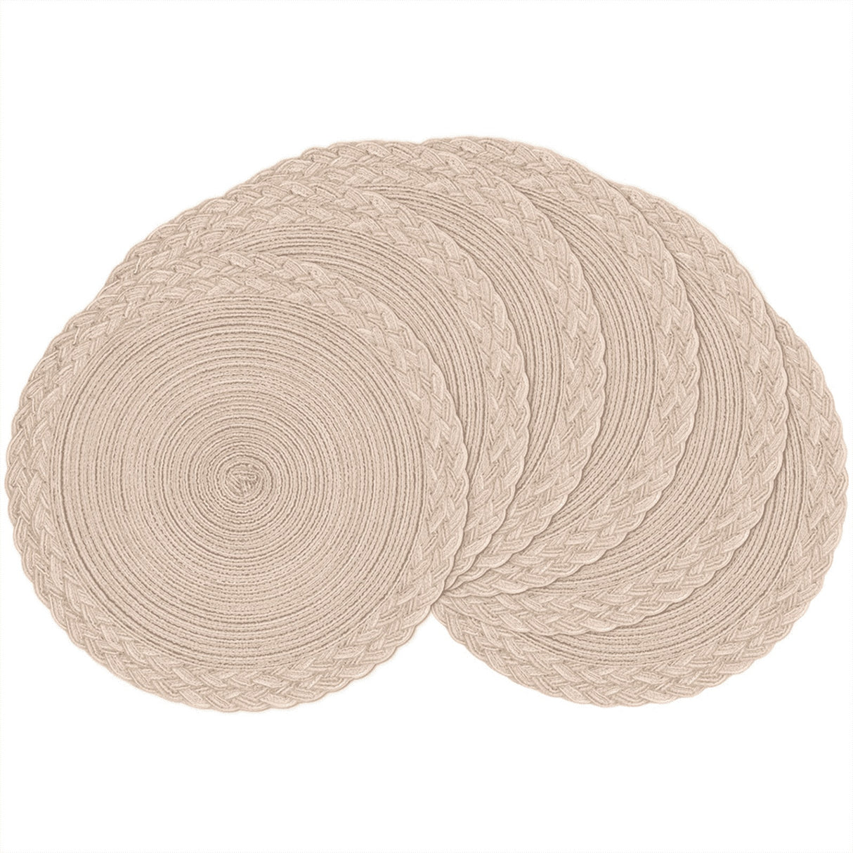 38cm Round Placemats Set of 6 Cotton Woven Heat Resistant Washable Table Mat for Kitchen Dining Room