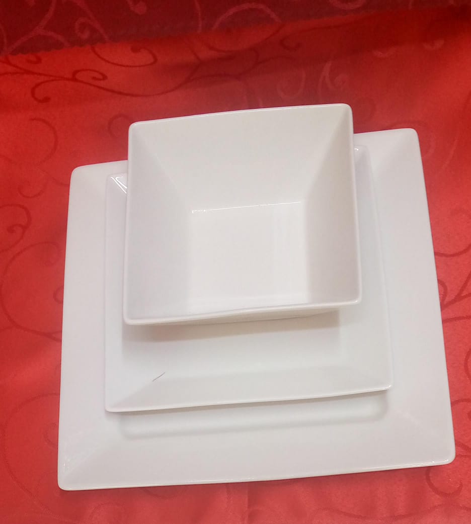 18pc Ceramic Double Square Dinner Set