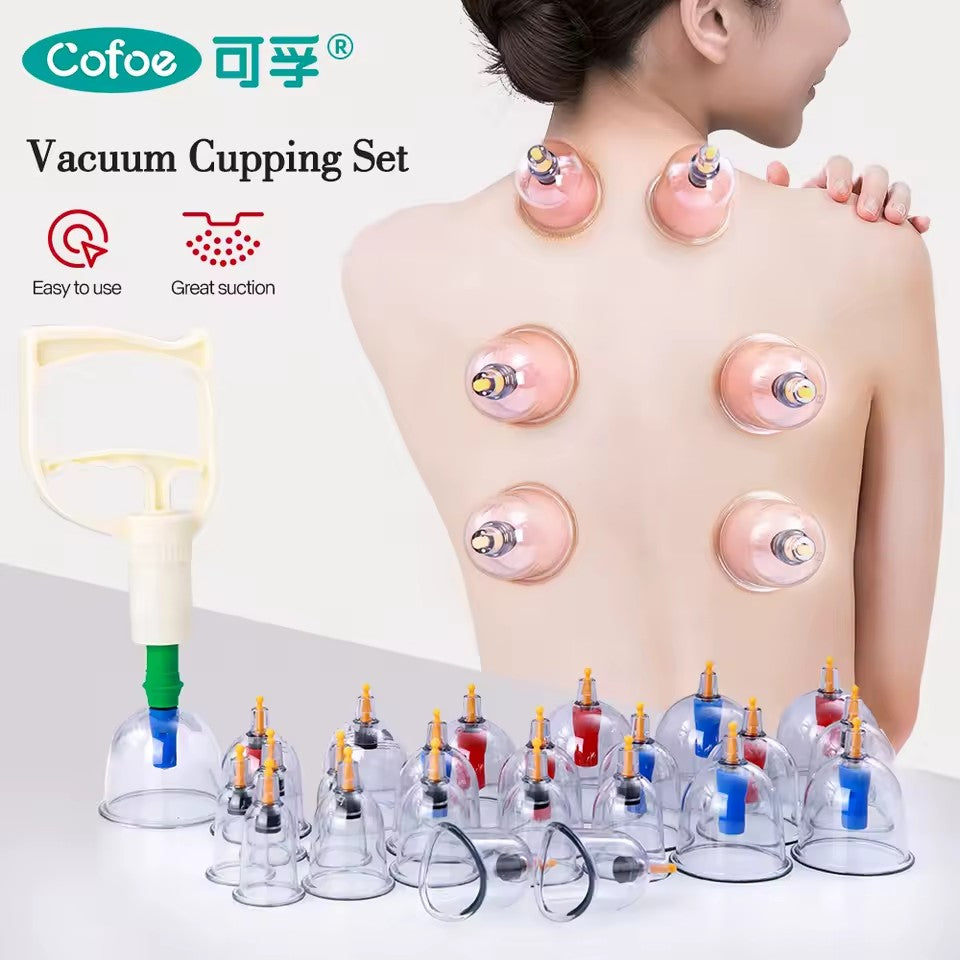 18pcs Suction Vacuum Cupping Set with 1 Manual Pump, Ideal for Back and Joint relief,Vacuum cupping body massager, Home Use Cupping cans for massage, Therapy cupping Kit, Joint Relief cupping massage set