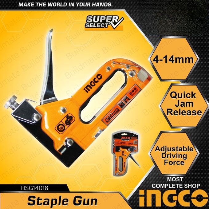 Ingco Staple Gun With Quick Jam Release And Adjustable Driving Force Light Duty Ingco