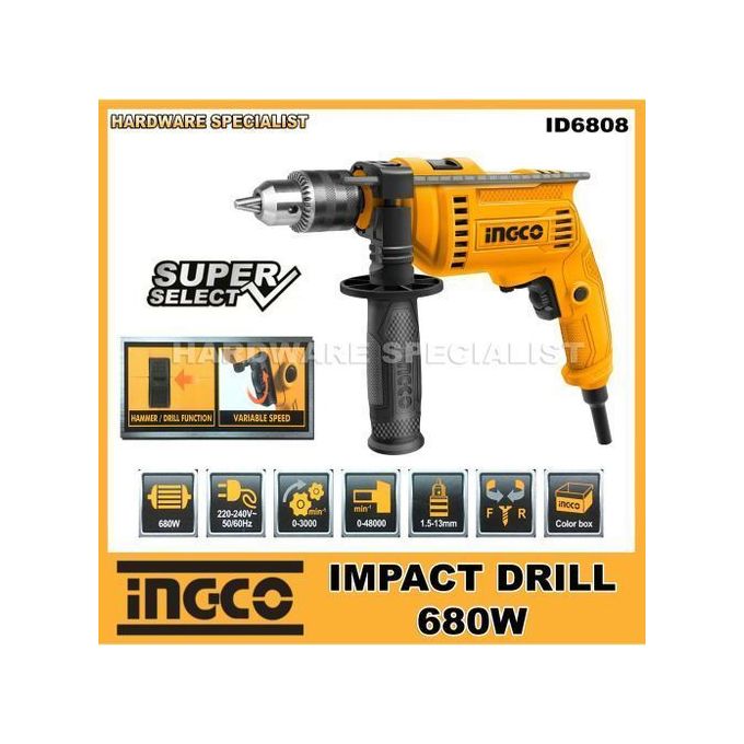 Ingco Industrial Impact Drill With Hammer 680w