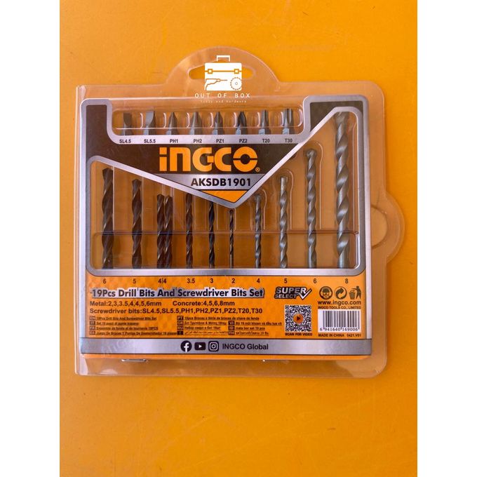 Ingco Drill And Screwdriver Bits Set (19pcs)