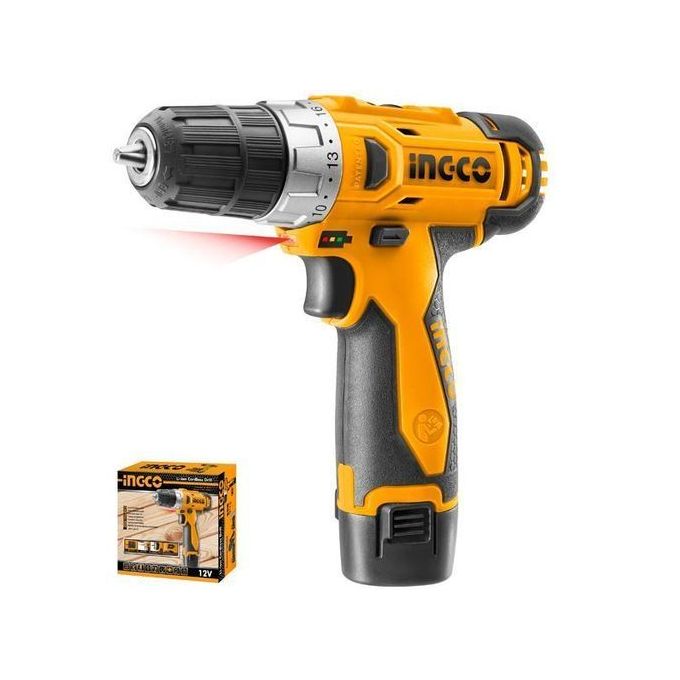 Ingco LITHIUM-ION CORDLESS DRILL 12V WITH 2BATTERIES AND A CHARGER