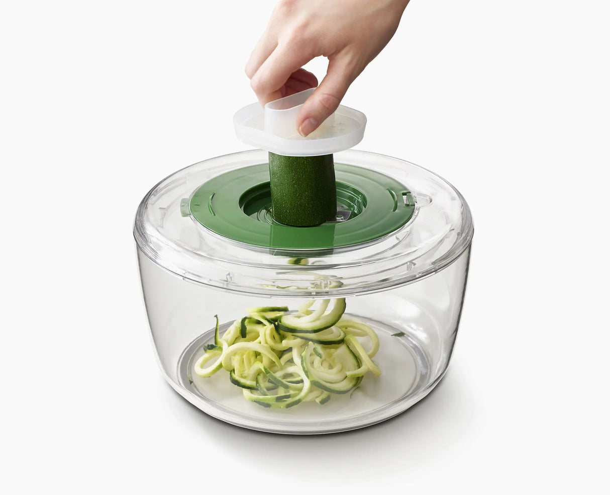 Multi-Prep accessories stacked inside the main bowl for compact storage.