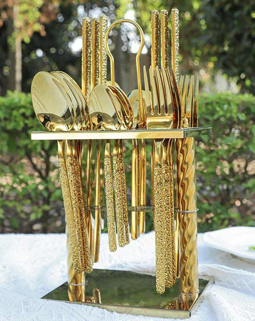 24pc Gold Cutlery Square Set