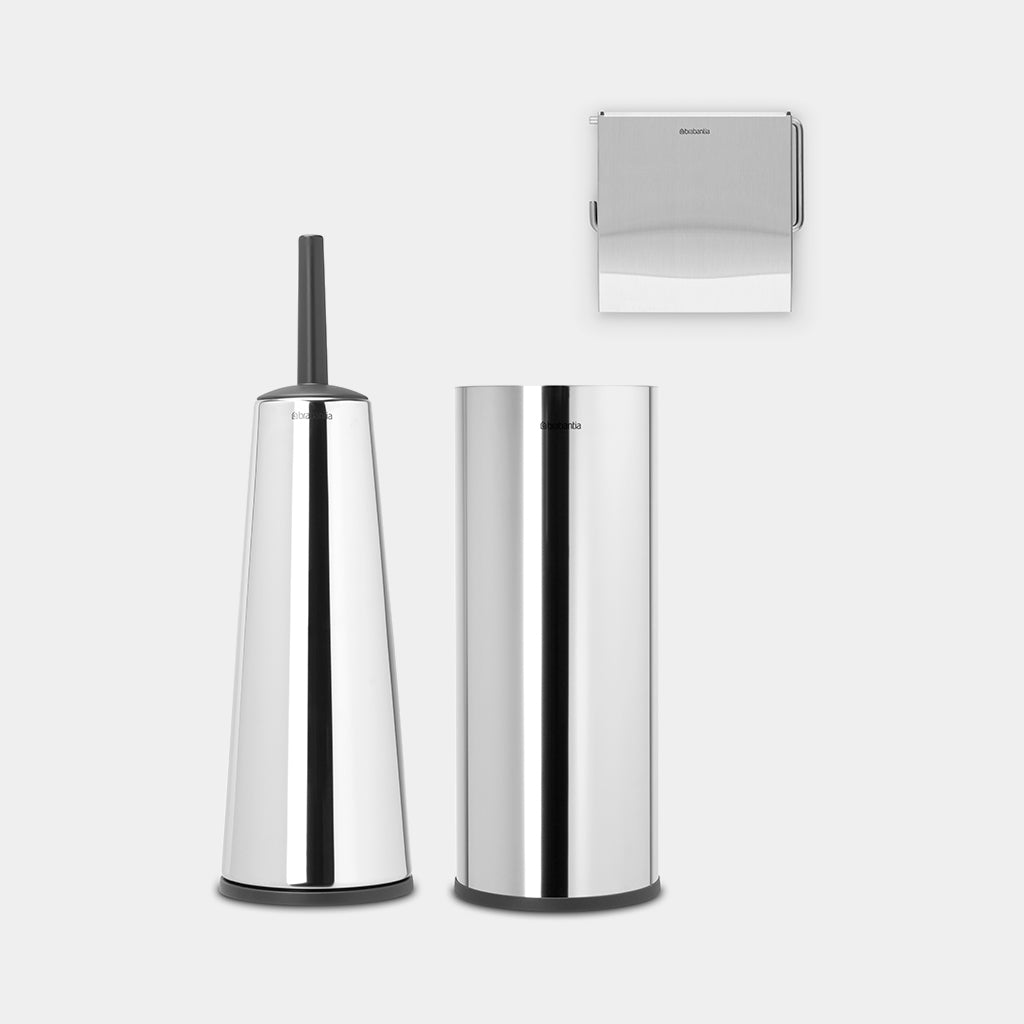 Brabantia ReNew Toilet Accessory Set of 3 Brilliant Steel — Homelux Kenya
