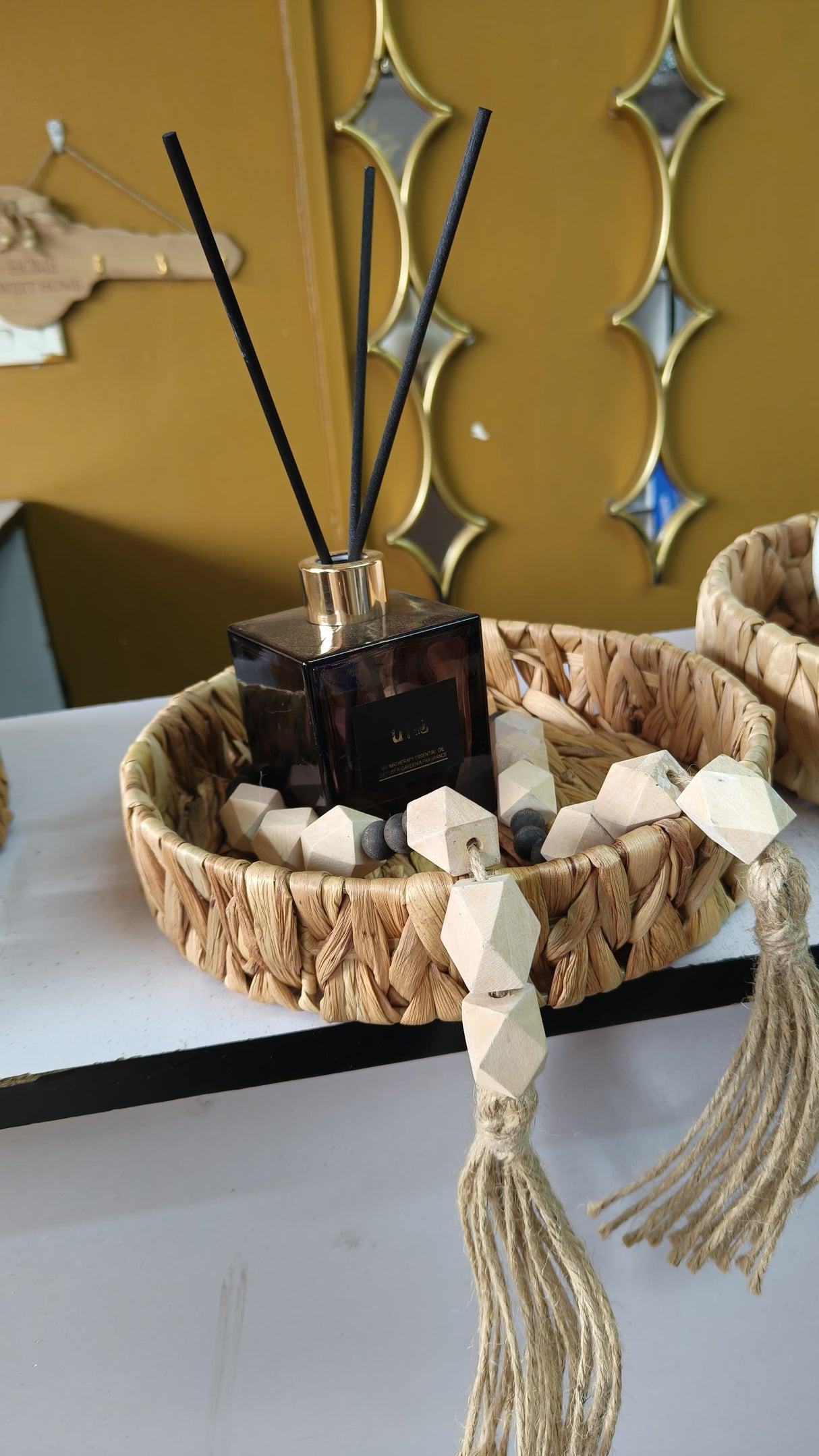 3Pcs Decorative Handmade Wicker Tray