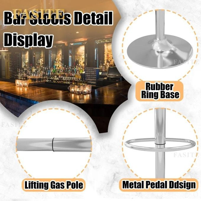 Modern Square Leather Swivel Adjustable Bar Stool, Bar Stool for Kitchen Counter Bar Chairs