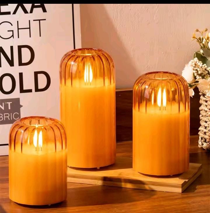 3 in 1 Advanced Glass LED decor lighting candle
