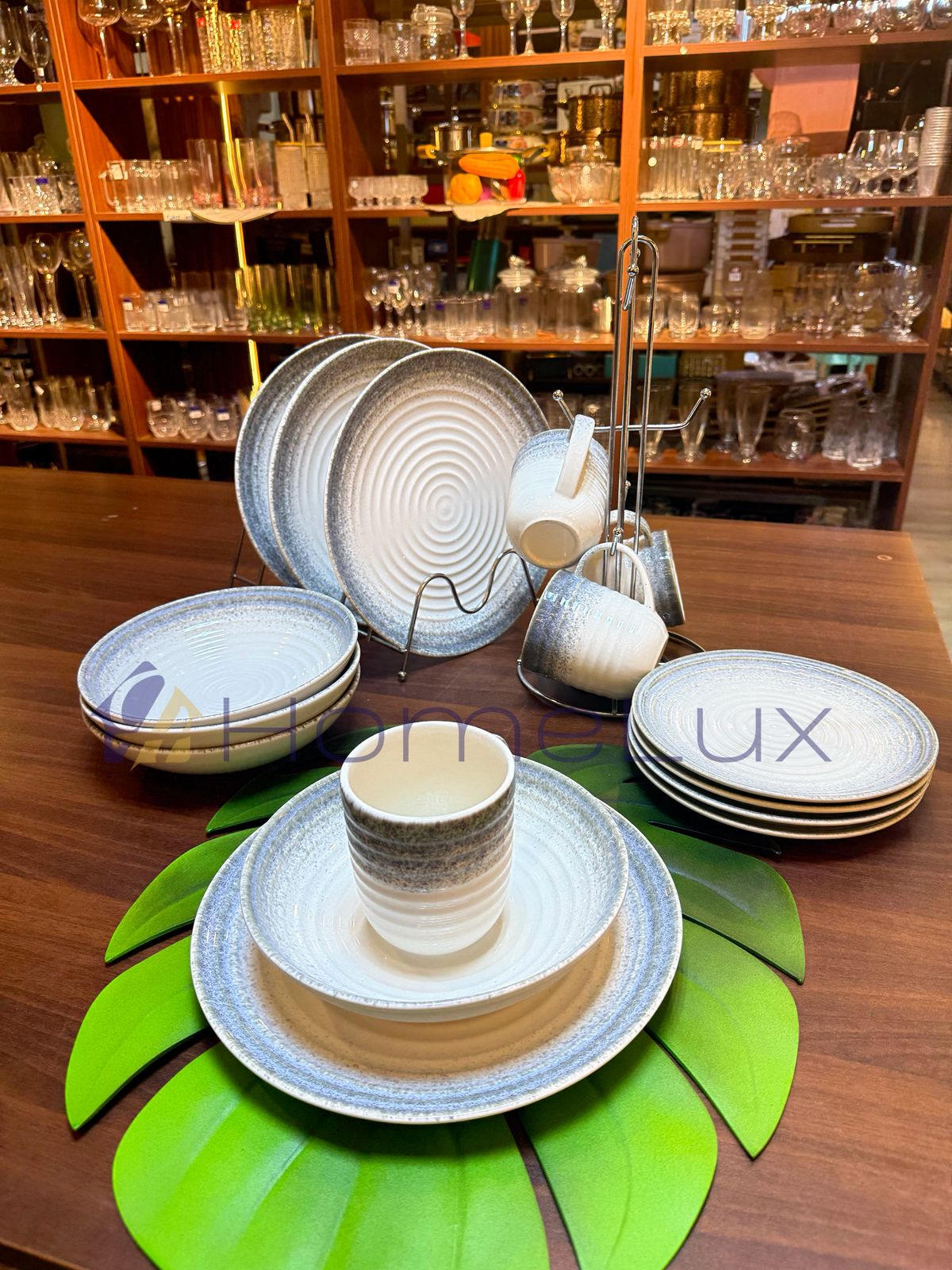 16pcs / 24pcs Ceramic Dinner Set ā Plates, Bowls & Cups