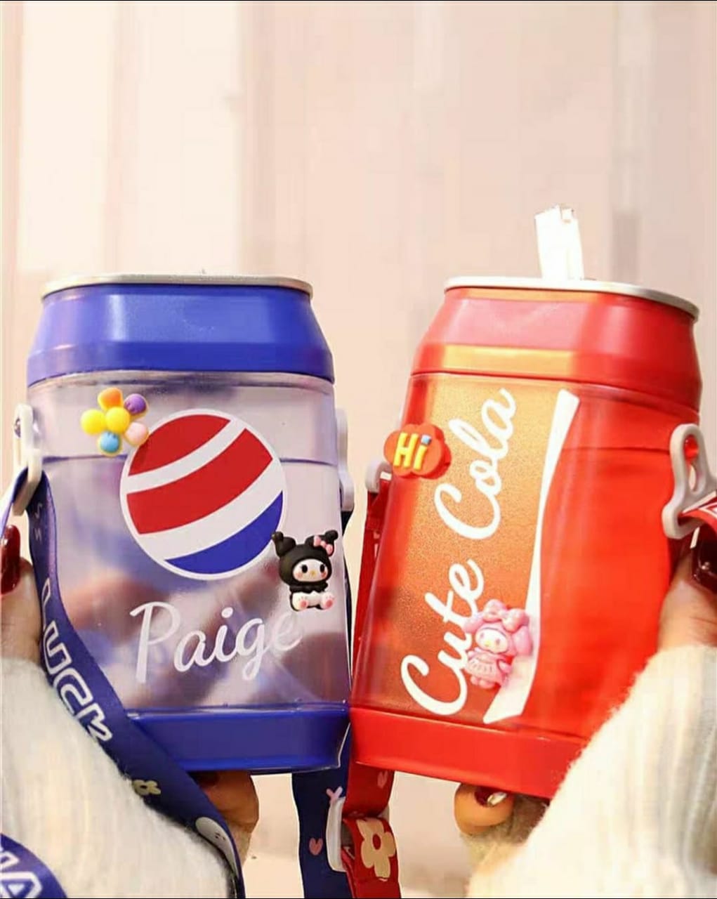 400ml cute soda/cola water bottle, hiking water bottle, kids water bottle, water bottle with strap, cute water bottle, ladies water bottle