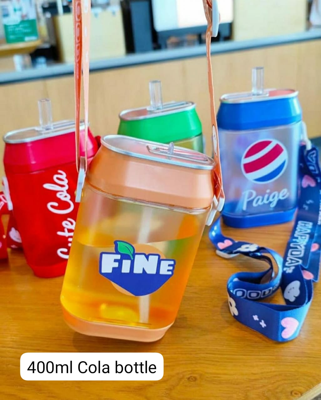 400ml cute soda/cola water bottle, hiking water bottle, kids water bottle, water bottle with strap, cute water bottle, ladies water bottle