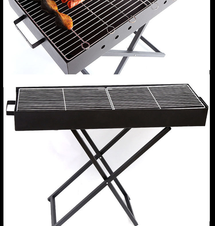 Folding Charcoal BBQ Grill with Manual Air Blower – Portable