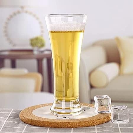 Premium Juice & Beer Glass, Pilsner Highball Glasses Heavy Base Tall Bar Glass Drinking Glasses for Water, Juice, Beer, Wine, and Cocktails Beer Glass Transparent 275 ML Set of 6
