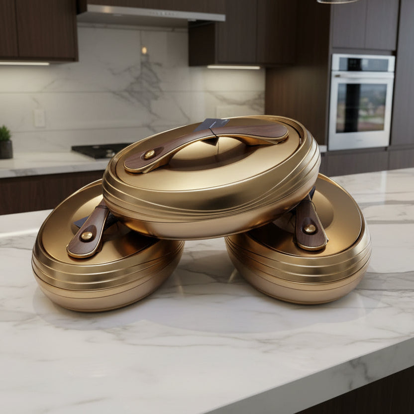 Forever Gold Insulated Hotpot Casserole Set 3pcs (4L 5L 6L)