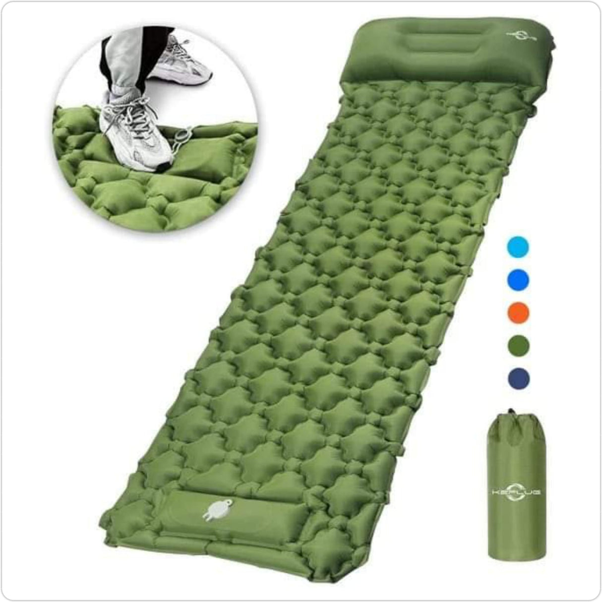 Sleeping pads with pillow and Air foot pump