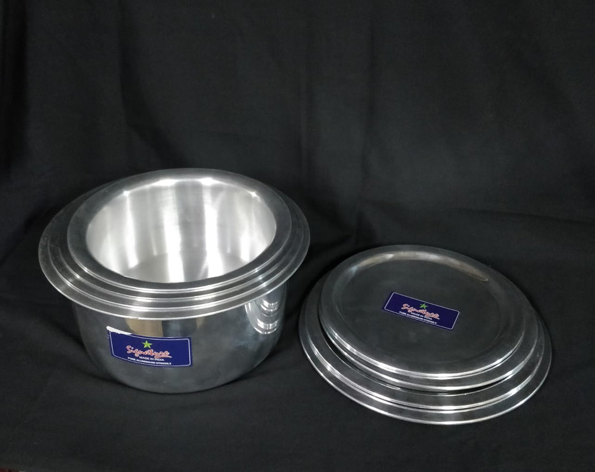 4pc Signature Aluminium Sufuria with lid D/polish