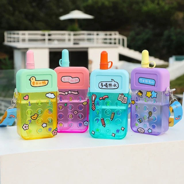 500ml Mobile Phone Shaped Water Bottle Adjustable Shoulder Straps for Kids and teenagers