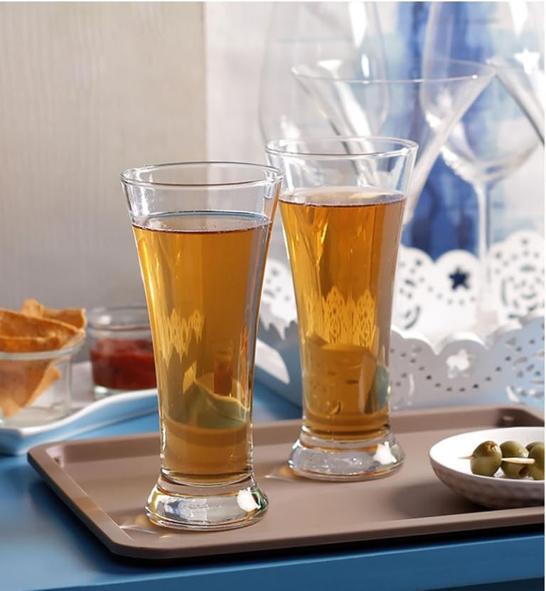 Premium Juice & Beer Glass, Pilsner Highball Glasses Heavy Base Tall Bar Glass Drinking Glasses for Water, Juice, Beer, Wine, and Cocktails Beer Glass Transparent 275 ML Set of 6