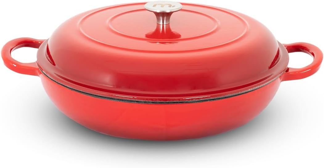 Shallow Cast Iron Casserole with Lid – Non-Stick Enamel Dutch Oven Pot | Oven Safe Cookware Kenya