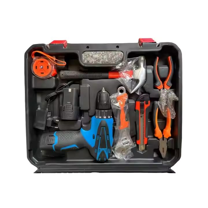 12V Cordless Drill Set Combo Kit,112 Pcs Tool Box Kit for Home,Tool Sets for Men, Basic Tool Kit with Power Drill, with Drill for Garden Office Home Repair Screwdriver Drill Tool Kits