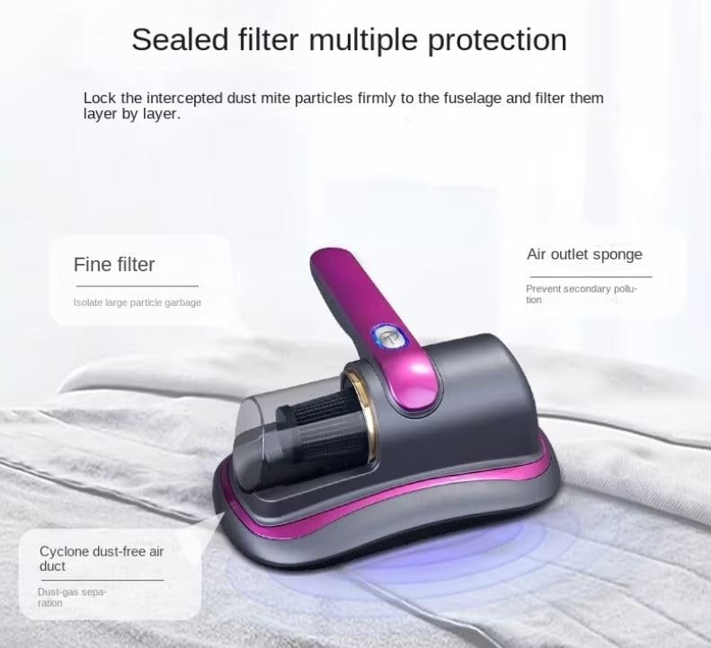 Bed Vacuum Cleaner, Household High-Frequency Strong Mite Removal Instrument, Handheld Deep Mattress Vacuum Cleaner, Wireless Vacuum Cleaning Remover Instrument, for Bed, Sofa, Carpets