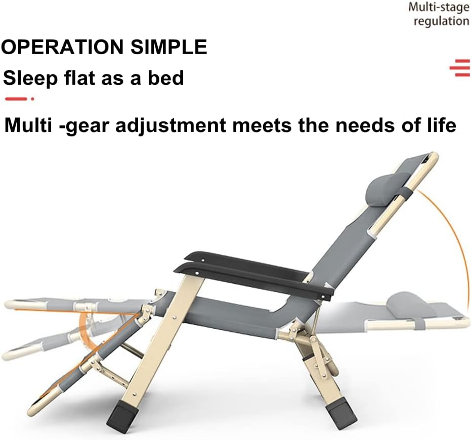 Portable Folding Recliner,Lounge Chair,Outdoor Camping Folding Deck Chair,Household Leisure Noon Break Chair,180 ° Adjustment