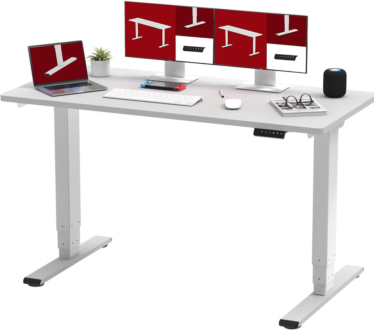 Adjustable Height Electric Standing Laptop Computer Desk Workstation with Automatic Memory and Intelligent LED Display, 120 * 60