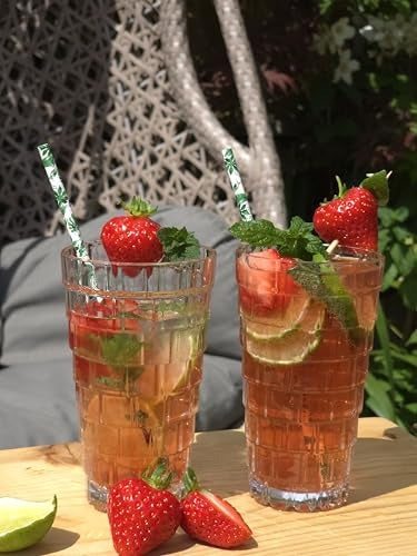 6pcs Set Clear Highball Stackable Water Juice Crystal Glasses Cup With Gold Rim.