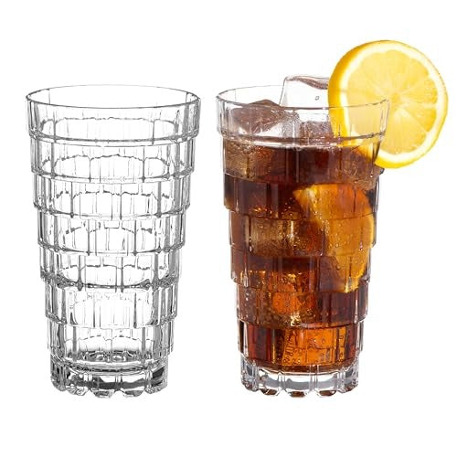 6pcs Set Clear Highball Stackable Water Juice Crystal Glasses Cup With Gold Rim.