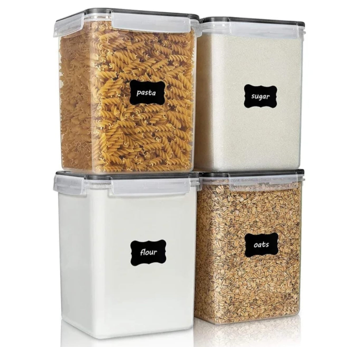 4pc Large Airtight Storage Canister Set 5.2L – Clip-Lock Pantry Containers with Chalkboard Labels Kenya