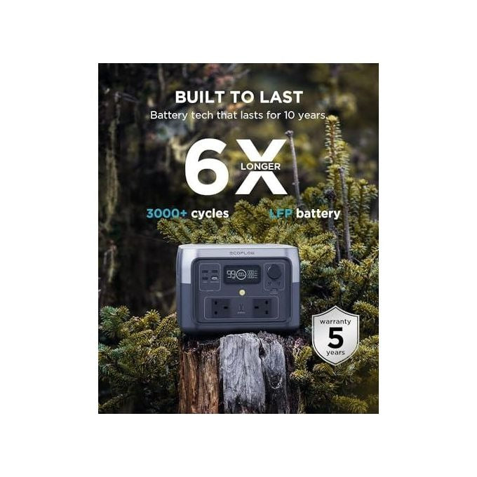 EcoFlow RIVER 2 Max Portable Power Station 512Wh LiFePO4 Battery, 1-Hour Fast Charging, 1000W Output