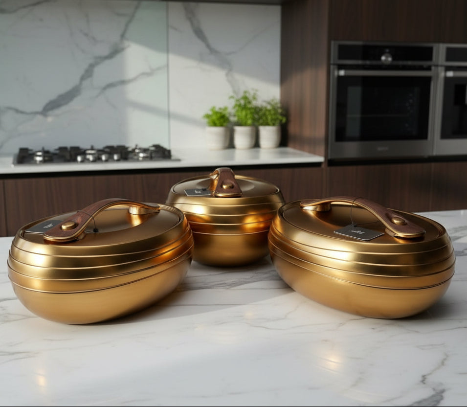Forever Gold Insulated Hotpot Casserole Set 3pcs (4L 5L 6L)