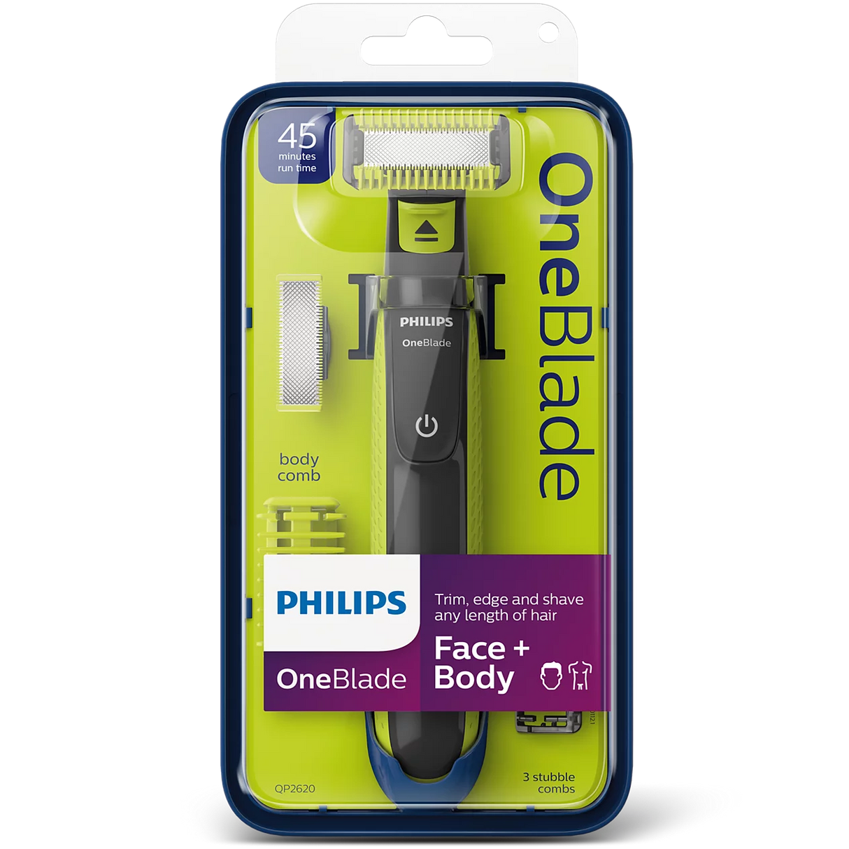 Philips OneBlade Hybrid Shaver & Trimmer - 5-in-1 Adjustable Comb, 3 Stubble Combs, Dual-Sided Blade, Fully Waterproof