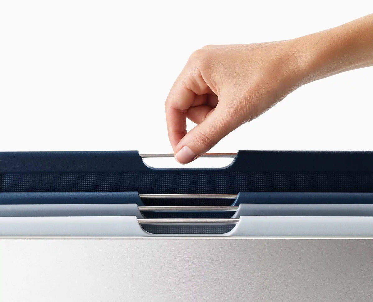 Close-up of the non-slip feet on the underside of a Folio chopping board.