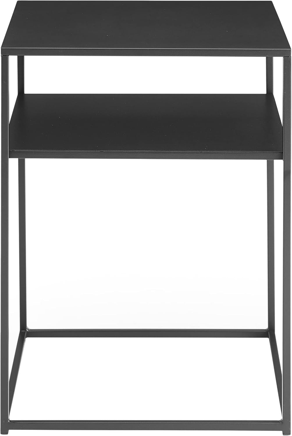 Modern Storage Table 2-Tier Metal Accent Table in Black & White Space-Saving Phone Desk, Bedside Table for Bedroom & Lounge Corner
