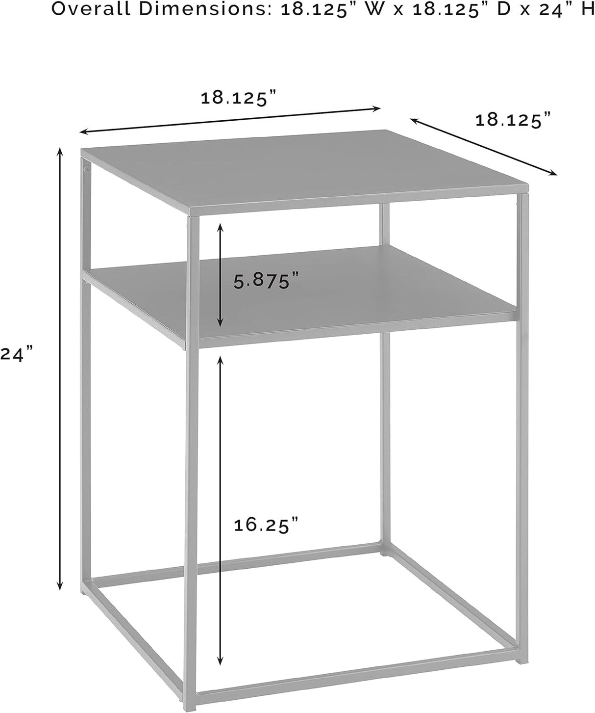 Modern Storage Table 2-Tier Metal Accent Table in Black & White Space-Saving Phone Desk, Bedside Table for Bedroom & Lounge Corner
