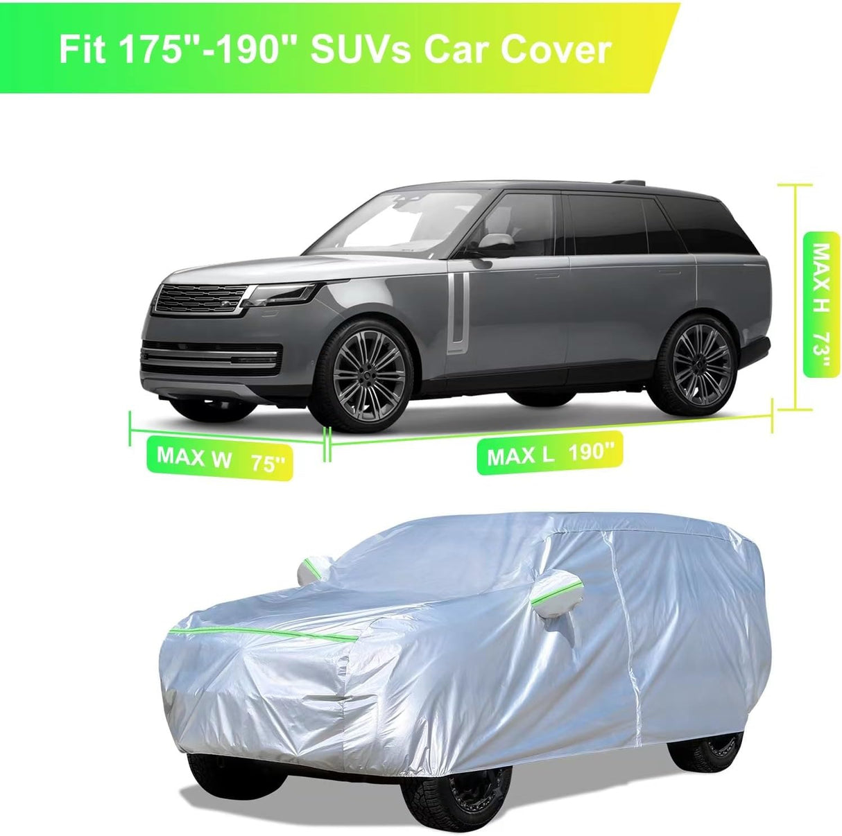 Premium SUV Car Cover (175–190 inches) – All-Weather Protection, Waterproof & Hail Resistant – Dupont Oxford Fabric with Door Zipper Sun, Dust & Rain Shield for Toyota, Subaru, Honda | Buy in Kenya