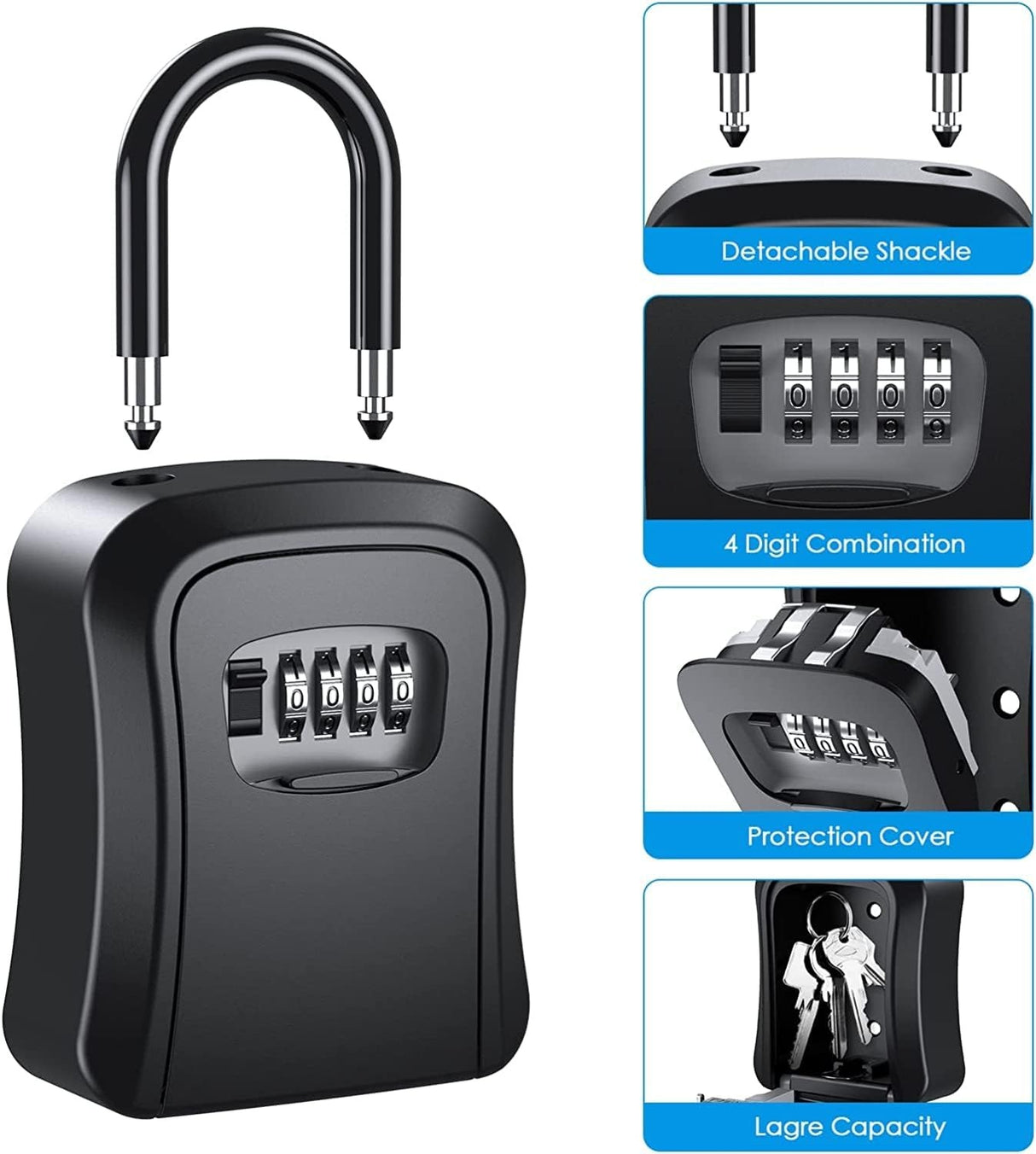 Key Lock Box, Wall Mounted Key Safe Box