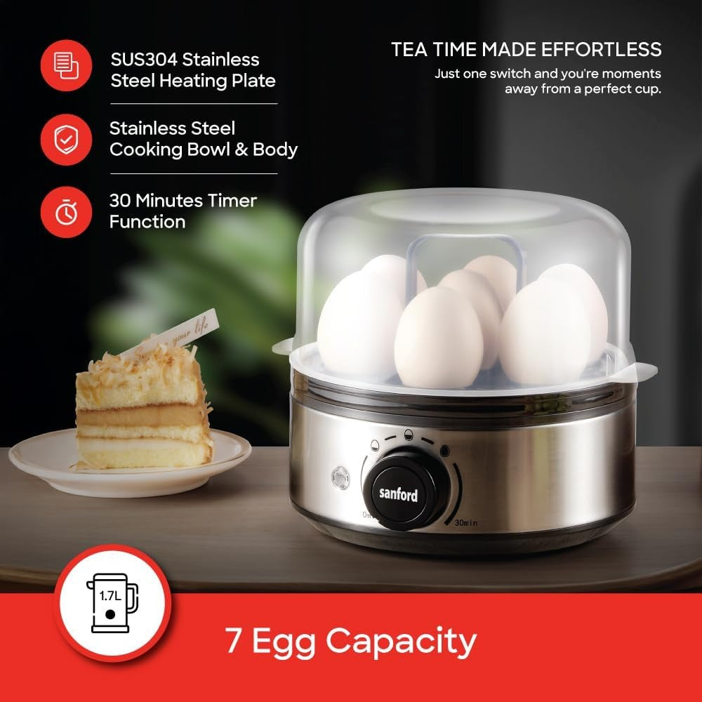 Sanford 400W Electric Egg Boiler (7 Eggs) – Timer & Auto Shut-Off