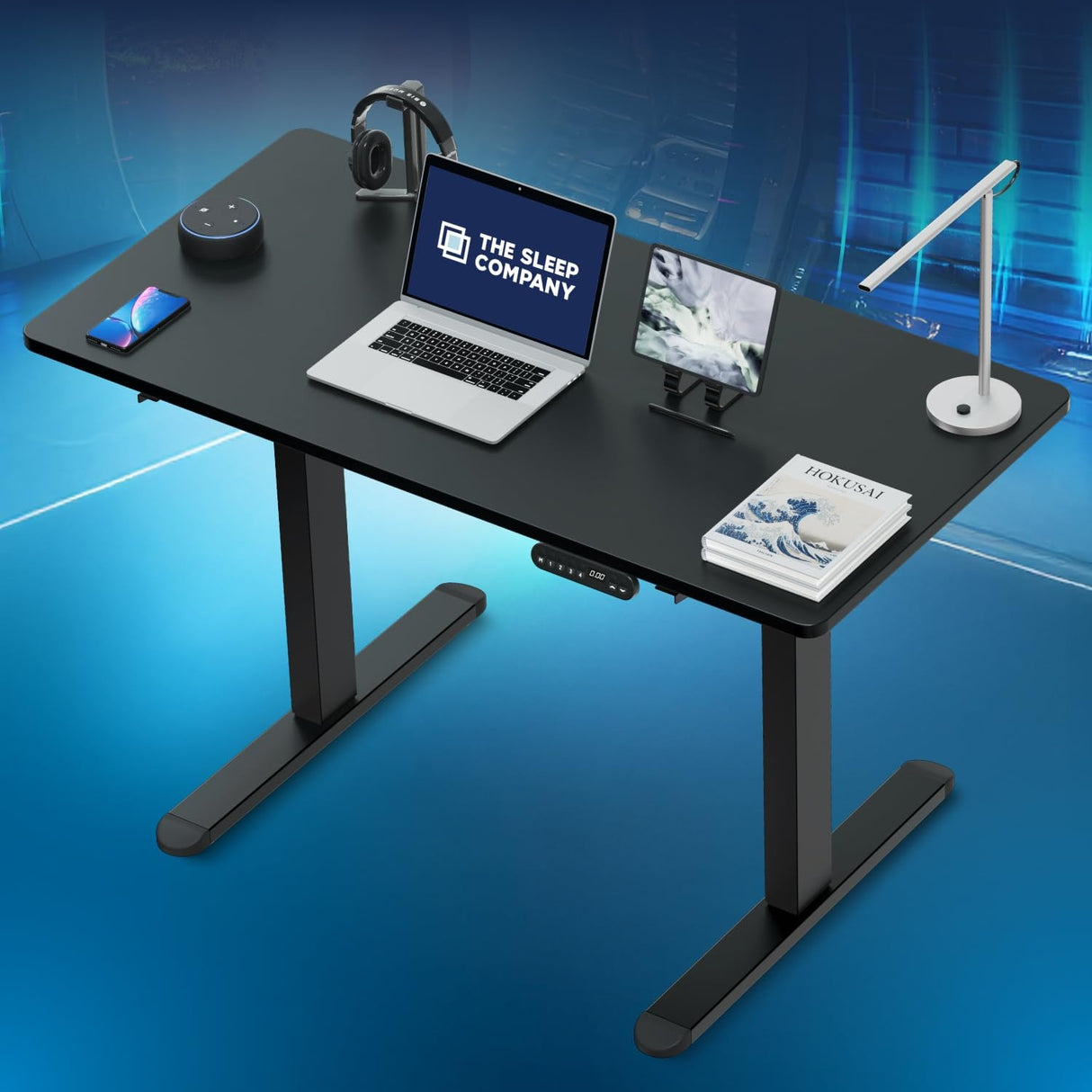 Electric Height Adjustable Desk Ergonomic Sit-Stand Work from Home Table with Memory Preset Controller – Sturdy Aluminum Frame, Scratch-Resistant Top | Office & Gaming Desk 1.4m