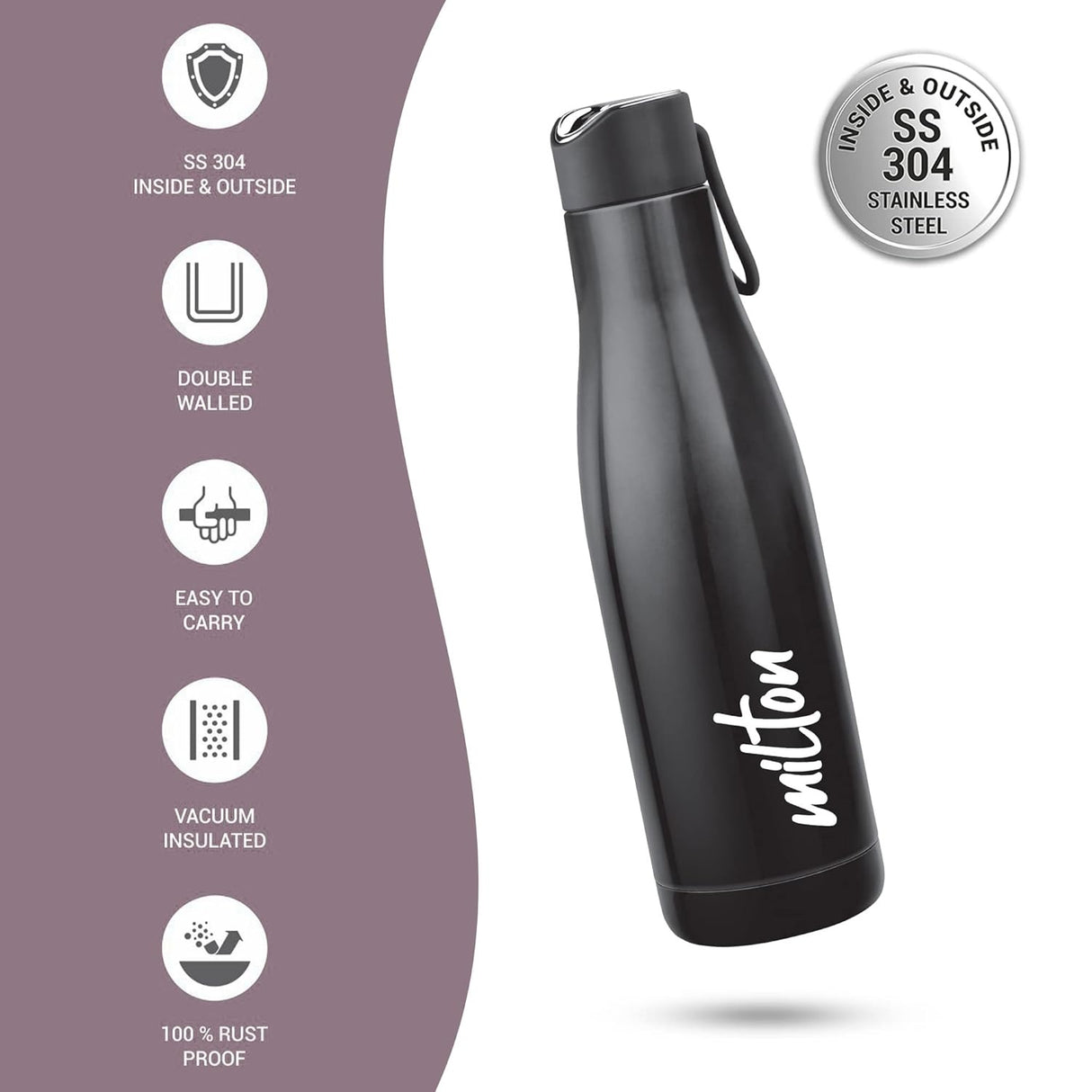 Milton Fame Thermosteel Bottle Hot or Cold for 24 Hours | Vacuum Insulated Stainless Steel Water Bottle
