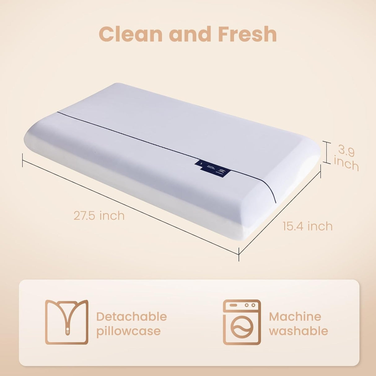 Cervical Pillow Memory Foam Neck Support Pillow with Natural Rubber Core – Ergonomic Single Bed Pillow for Side & Back Sleepers | Pain Relief