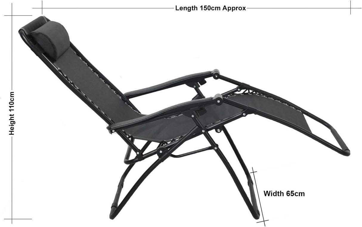 Zero Gravity Lounge Chair Reclining Chair Garden Sun Lounger Black